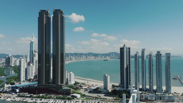 Bird's-eye view of Balne&aacute;rio Cambori&uacute;, Santa Catarina, Brazil.