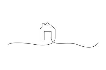 Minimalist continuous line drawing of a house. Vector illustration. EPS 10.