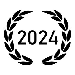 Laurel wreath surrounding the year 2024, signifying academic accomplishment. Vector illustration. EPS 10.