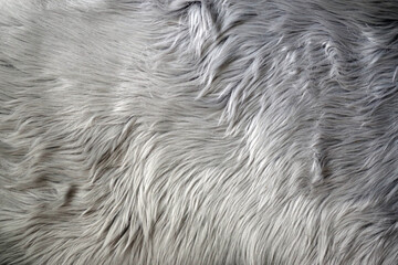 Soft gray faux longhair fur rug