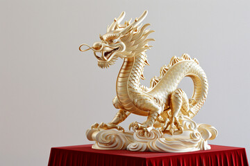 Obraz premium Gold dragon 3D sculpture whitebackground