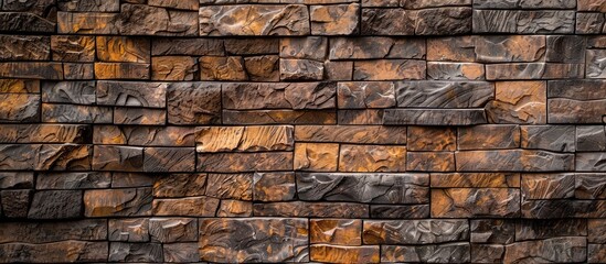 Brown brick stones background and interior design concept.