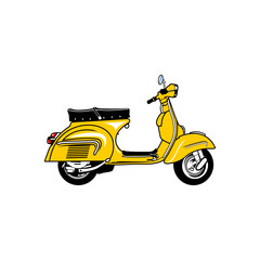 yellow scooter classic right side view vector illustration