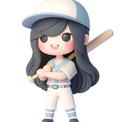 3D Girl in baseball costume
