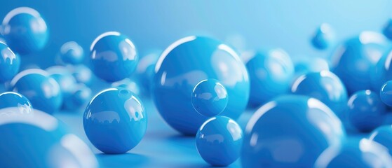 3d illustration. A beautiful blue abstract background with balls.