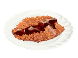 とんかつ（ソース）皿付き
