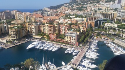 the other side of the rock in monaco, it shows the marina of fontvielle, a quarter of monaco.