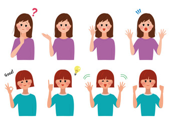 女性の色々なポーズ