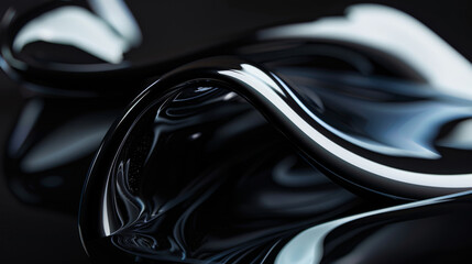 Abstract minimalist space, smooth textures, formless, glass-like, all black abstract, formless,...