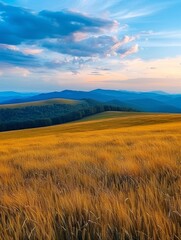 Obraz premium Grassy Field With Mountains in the Background
