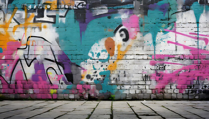 Urban Street Graffiti background. Generative AI. - obrazy, fototapety, plakaty