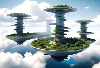 A Futuristic City On A Floating Platform Drifting  (16)