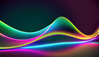 Big Neon Wave Background. Generative AI.