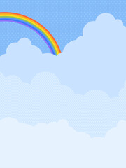 虹のかかった青空と雲の背景（縦向き）