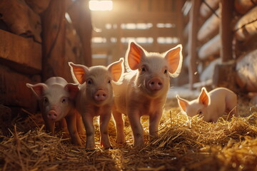 A piglets in a hangar on the farm.