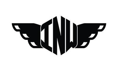 INW polygon wings logo design vector template.