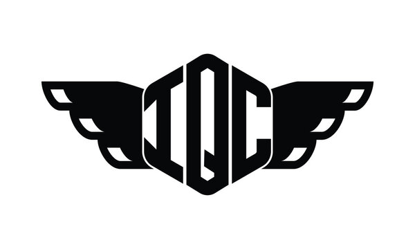 IQC polygon wings logo design vector template.