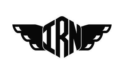 IRN polygon wings logo design vector template.