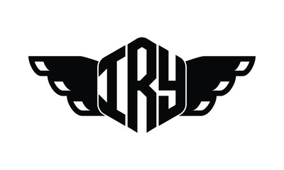 IRY polygon wings logo design vector template.