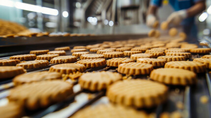 Cookie factory, food industry. Fabrication. Cookie production