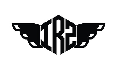 IRZ polygon wings logo design vector template.