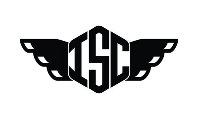 ISC polygon wings logo design vector template. - obrazy, fototapety, plakaty