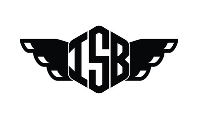 ISB polygon wings logo design vector template.