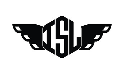 ISL polygon wings logo design vector template.