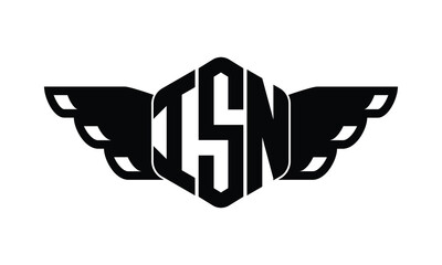 ISN polygon wings logo design vector template.