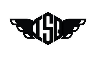 ISQ polygon wings logo design vector template.
