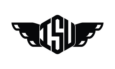 ISU polygon wings logo design vector template.