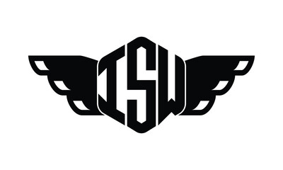 ISW polygon wings logo design vector template.