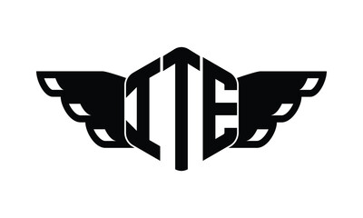 ITE polygon wings logo design vector template.