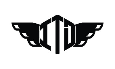 ITD polygon wings logo design vector template.
