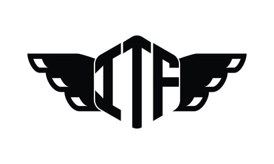 ITF polygon wings logo design vector template.