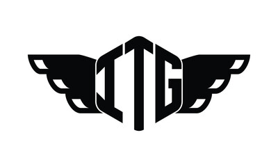 ITG polygon wings logo design vector template.