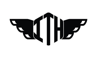 ITH polygon wings logo design vector template.