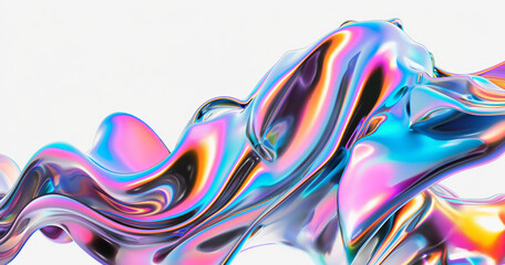 Modern Abstract Background with Holographic Neon Fluid Waves