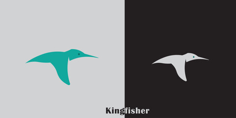Kingfisher bird logo illustration, kingfisher vector design isolated white background