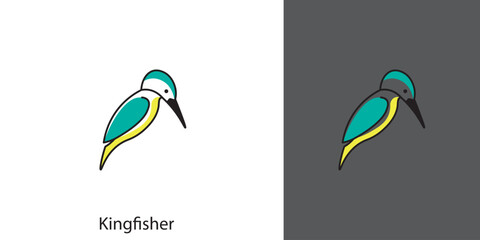 Obraz premium Kingfisher bird logo illustration, kingfisher vector design isolated white background