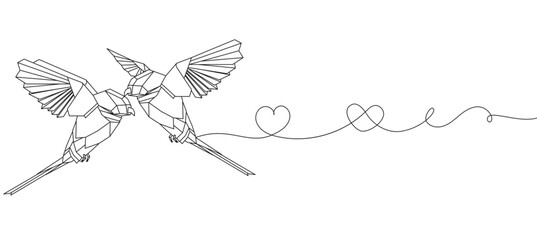 Origami bird line art style, line art isolated vector illustration