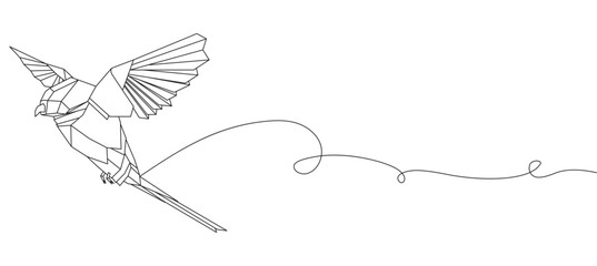 Origami bird line art style, line art isolated vector illustration