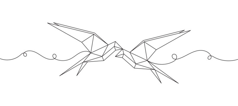 recommend clip art: Origami bird line art style, line art isolated vector illustration