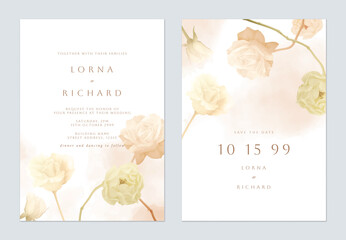 Wedding invitation template, brown roses on white background - 770215137
