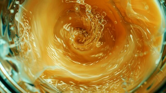 Liquid Gold: Mango Juice Whirling in the Juicing Machine