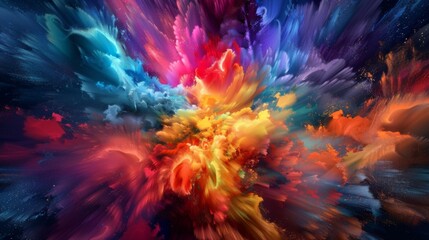 A symphony of vivid colors explodes against a backdrop of darkness creating a breathtaking visual spectacle.