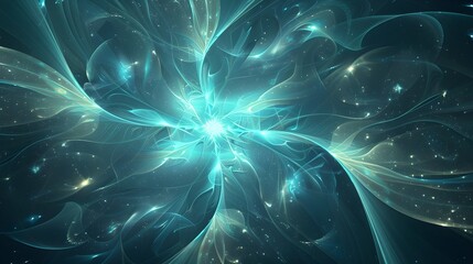 Celestial Energy Swirl in Teal and Black Wallpaper Background