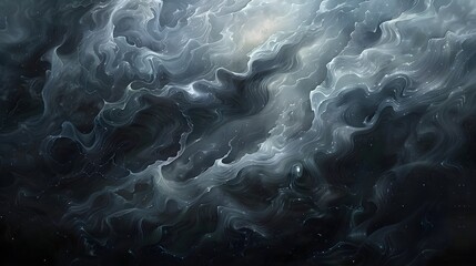 Abstract Cosmic Nebula in Blue and Black Tones Wallpaper Background