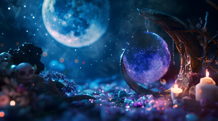 Lunar libations celestial theme view with a playful touch outer space moon color  - obrazy, fototapety, plakaty