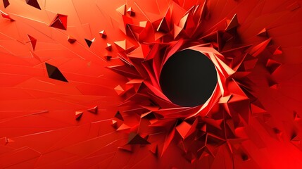 Crimson Vortex Black Hole Abstract Art in Red and Black Wallpaper Background